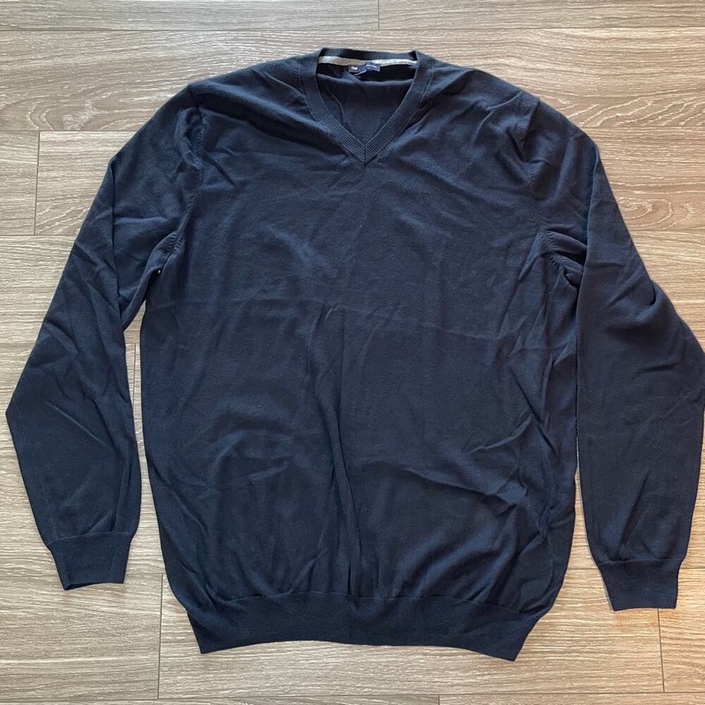 GAP CLASSIC PREPPY COTTON V NECK SWEATER NAVY BLUE XXL
